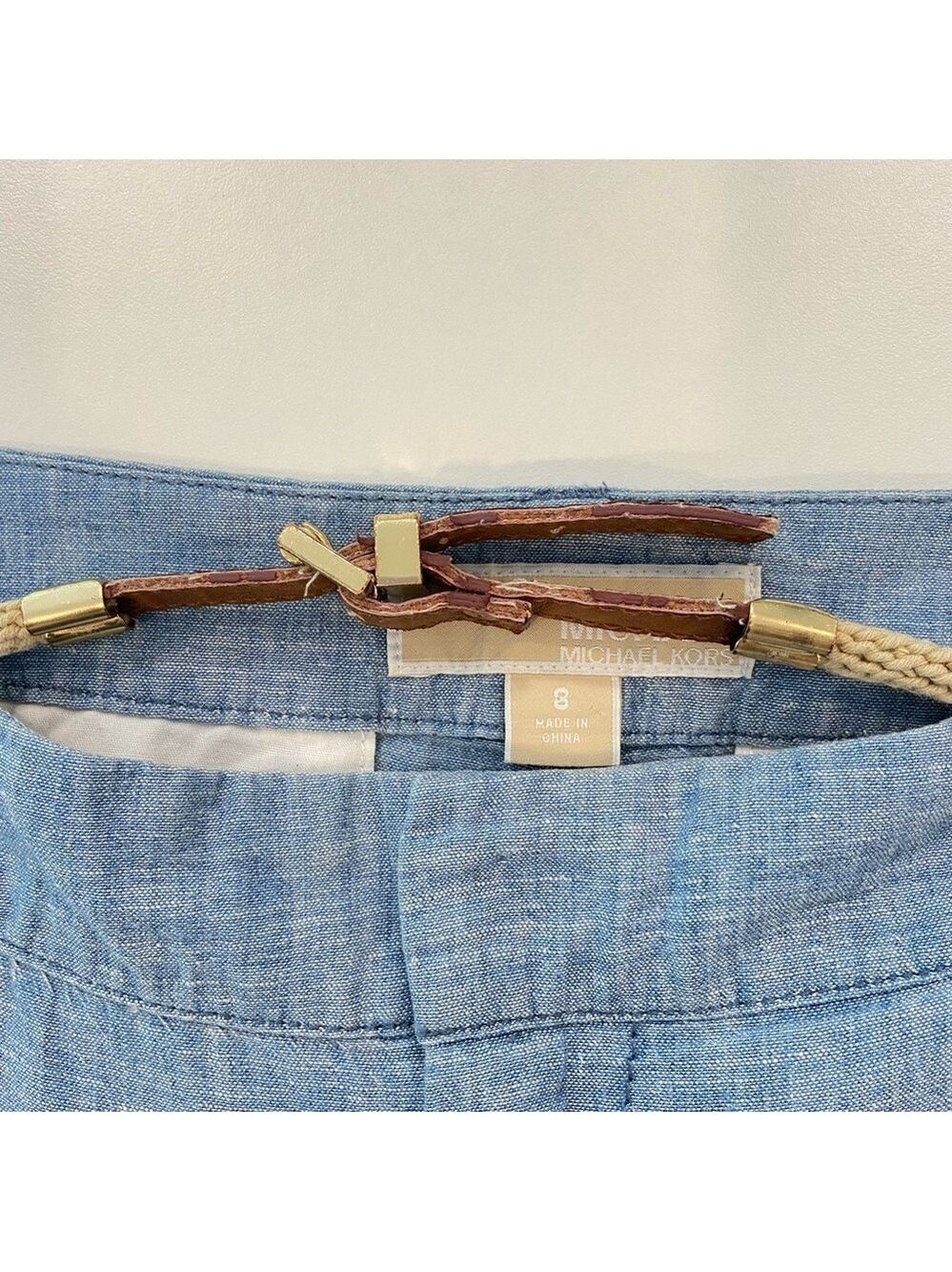 Michael Kors trousers pant wide leg light blue linen &cotton blend lightweight 8 - Picture 6 of 16